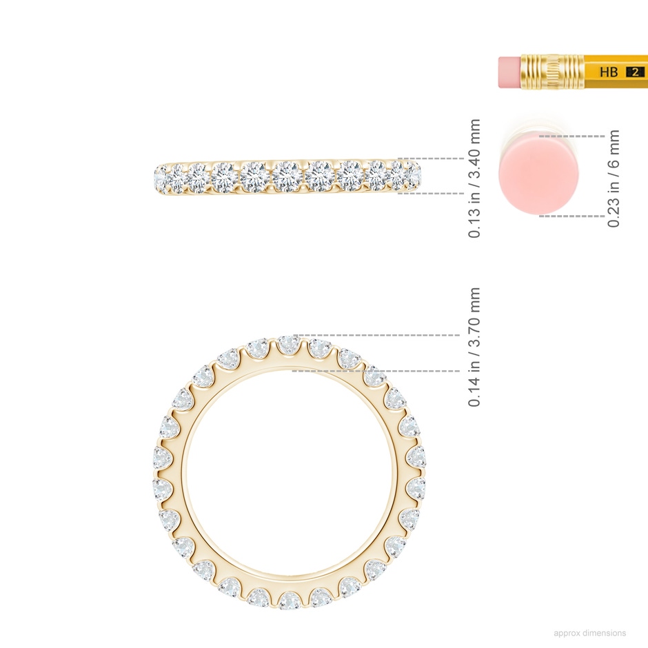 2.8mm FGVS Lab-Grown Shared Prong-Set Diamond Eternity Wedding Band for Her in 70 Yellow Gold ruler