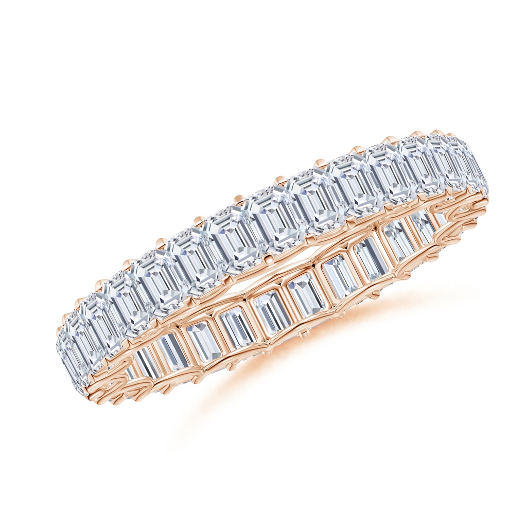 3x2mm FGVS Lab-Grown Prong-Set Emerald-Cut Diamond Eternity Wedding Ring in 55 Rose Gold