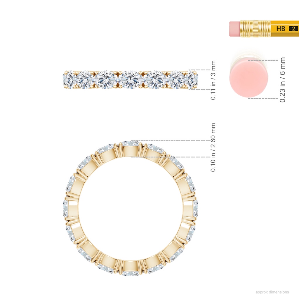 4x3mm FGVS Lab-Grown East-West Oval Diamond Eternity Wedding Band in 65 Yellow Gold ruler