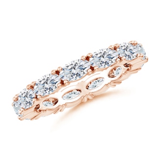 5x3mm FGVS Lab-Grown East-West Oval Diamond Eternity Wedding Band in 60 18K Rose Gold