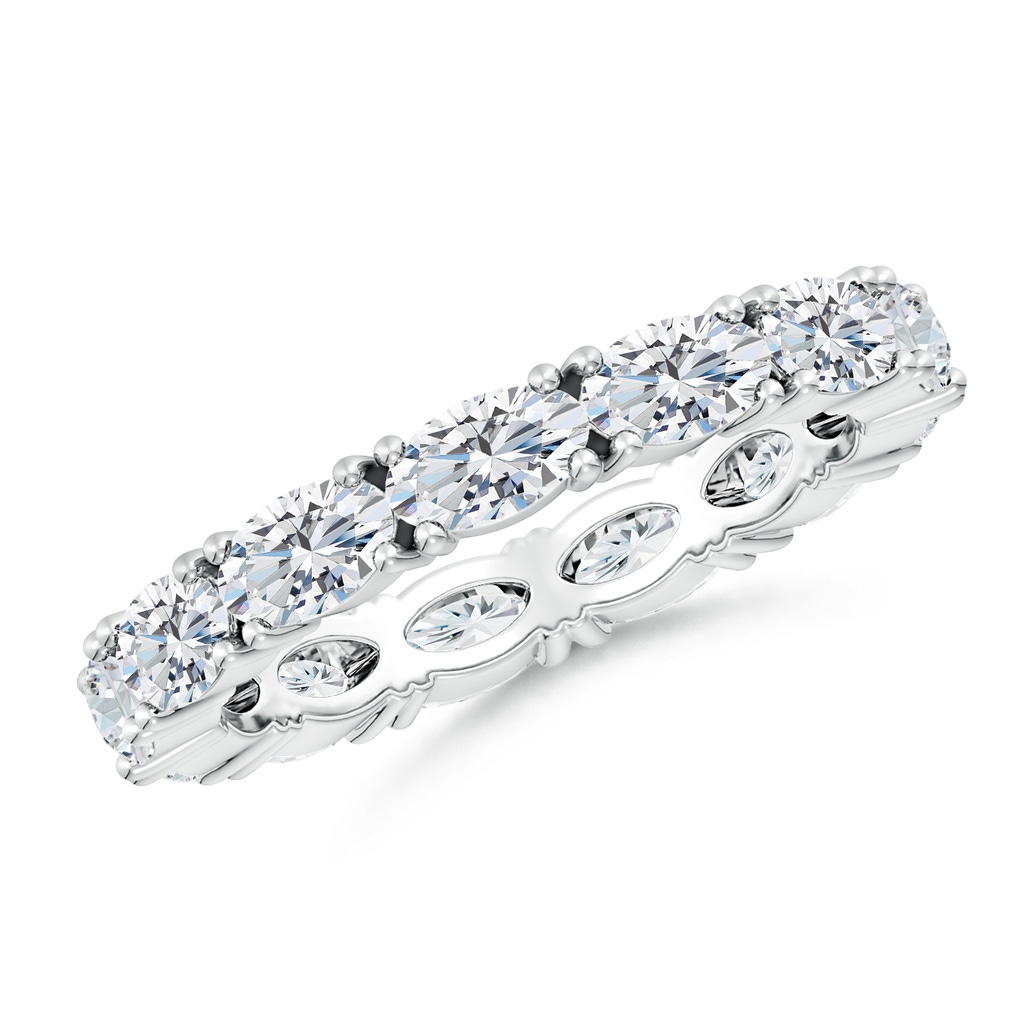 5x3mm FGVS Lab-Grown East-West Oval Diamond Eternity Wedding Band in 60 White Gold