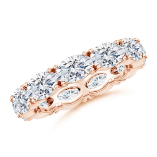 6x4mm FGVS Lab-Grown East-West Oval Diamond Eternity Wedding Band in 60 18K Rose Gold