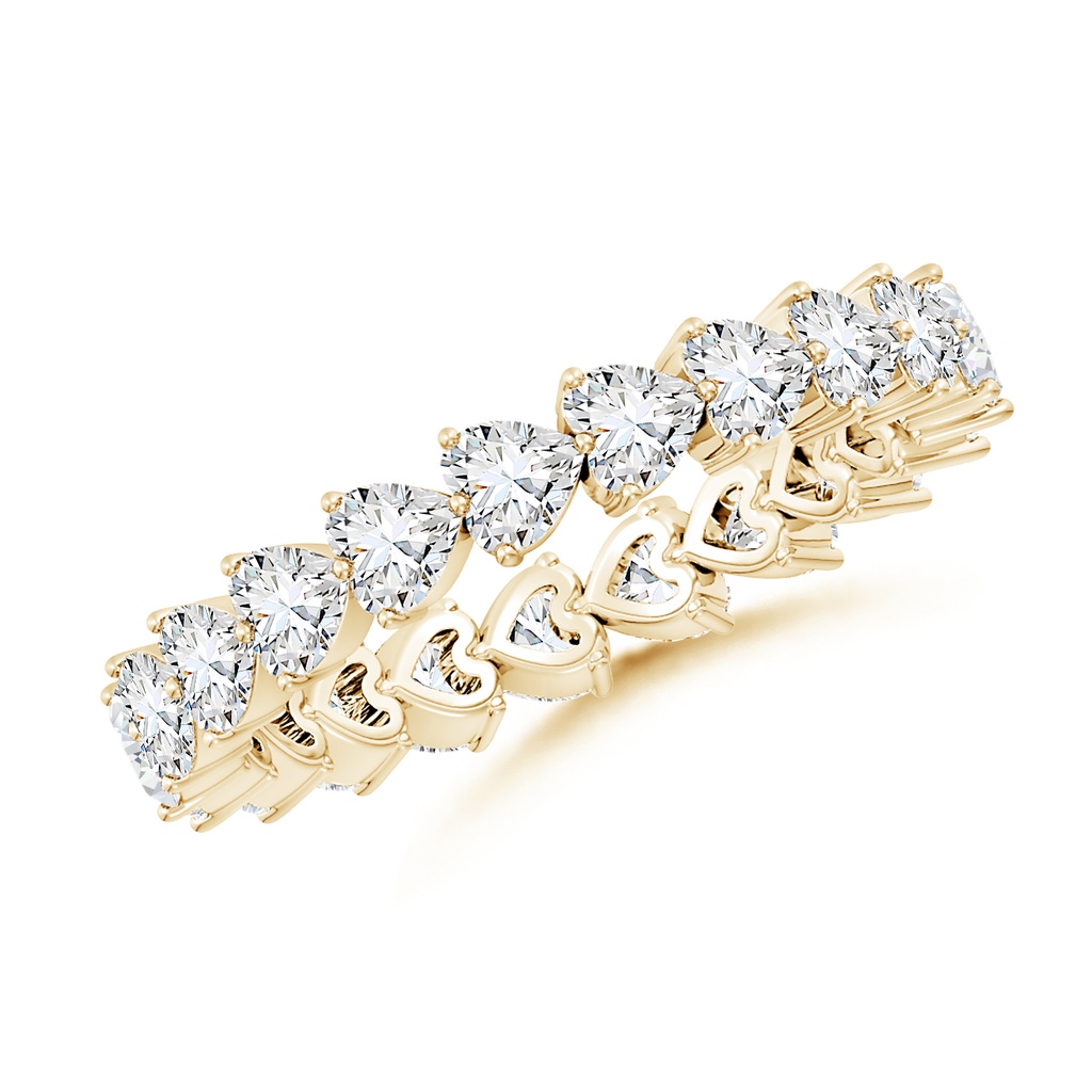 3mm FGVS Lab-Grown East-West Heart-Shaped Diamond Eternity Wedding Band in 65 Yellow Gold
