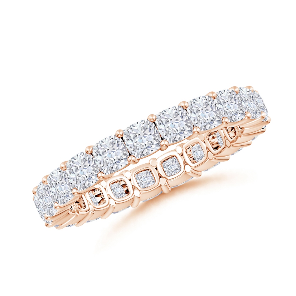3mm FGVS Lab-Grown North-South Cushion Diamond Classic Eternity Wedding Band in 60 Rose Gold