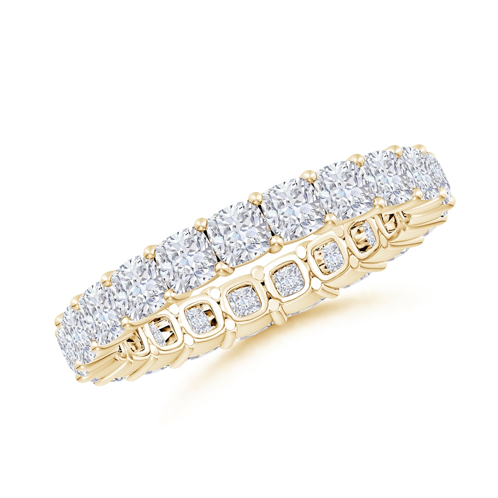 3mm FGVS Lab-Grown North-South Cushion Diamond Classic Eternity Wedding Band in 65 Yellow Gold