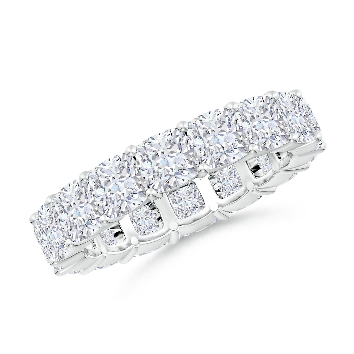 4mm FGVS Lab-Grown North-South Cushion Diamond Classic Eternity Wedding Band in 70 White Gold
