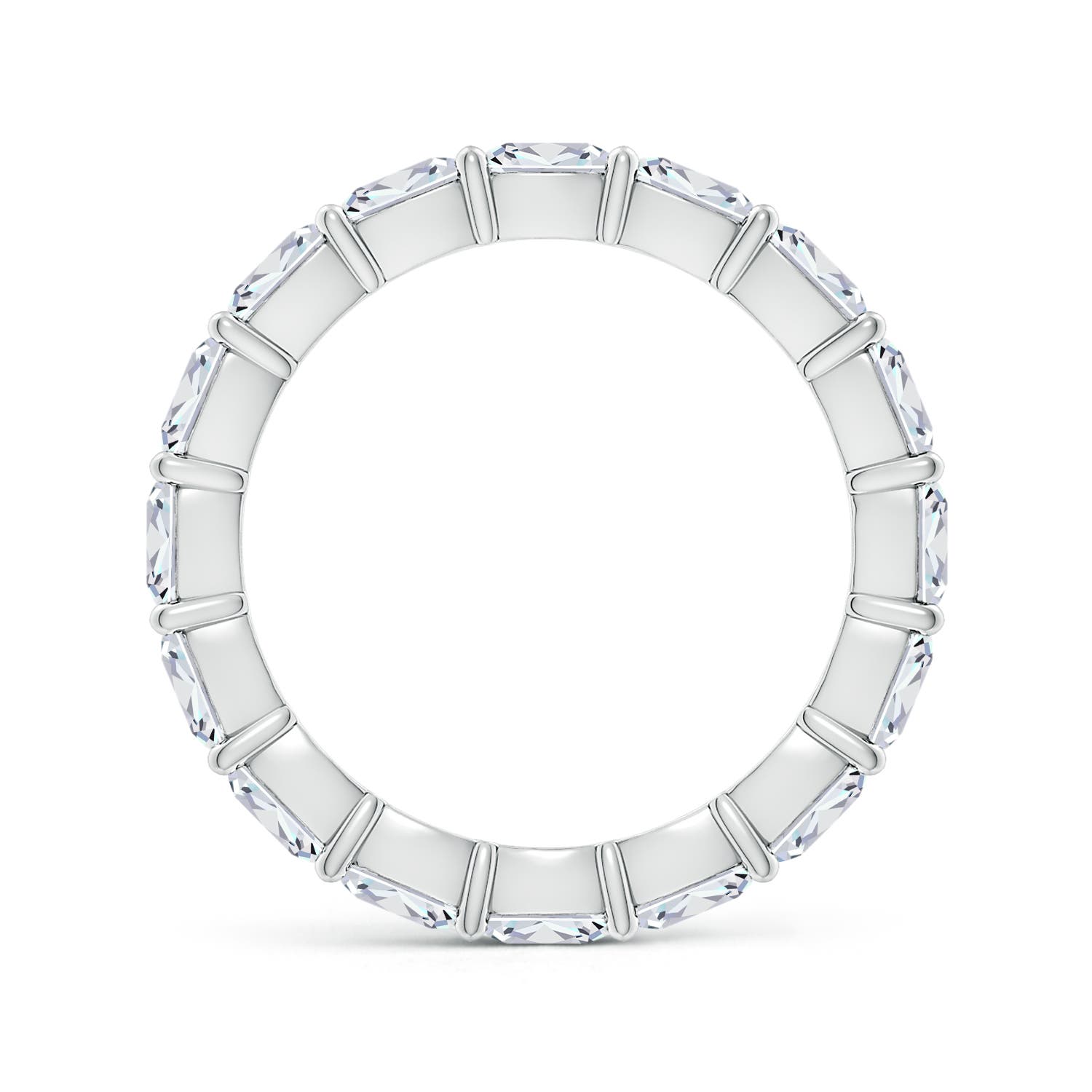 4mm FGVS Lab-Grown North-South Cushion Diamond Classic Eternity Wedding Band in 70 White Gold
