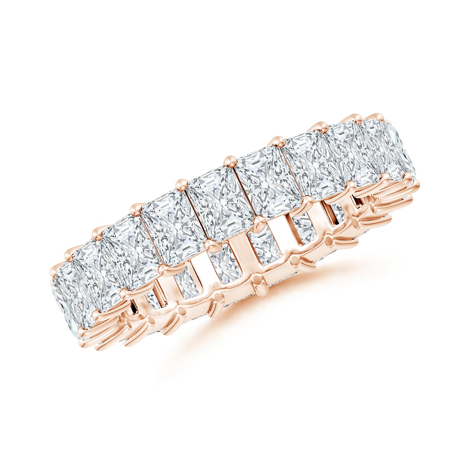 4x3mm FGVS Lab-Grown North-South Radiant-Cut Diamond Classic Eternity Wedding Band in 60 Rose Gold