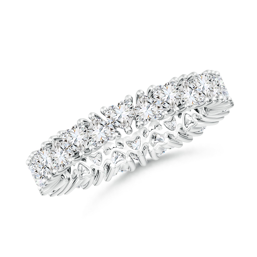 3mm FGVS Lab-Grown North-South Alternating Heart Diamond Eternity Wedding Band in 60 White Gold