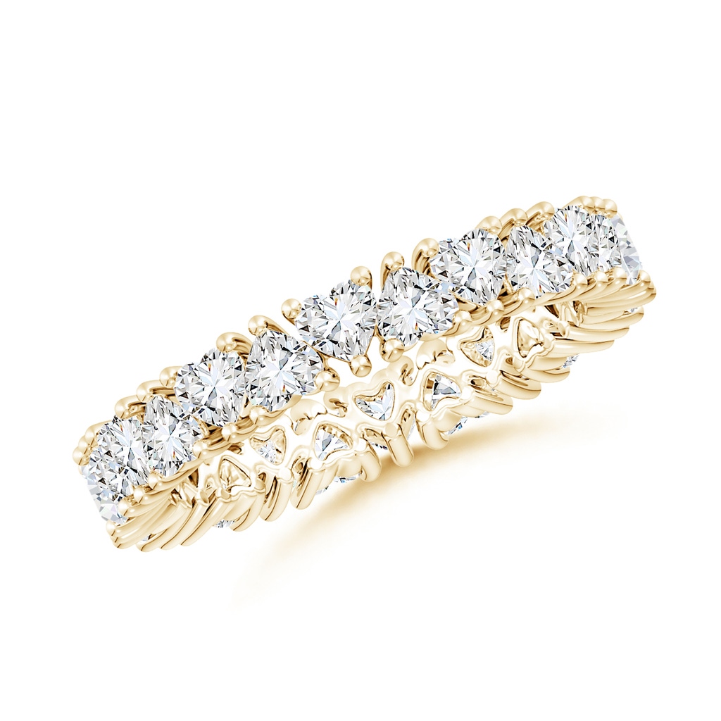 3mm FGVS Lab-Grown North-South Alternating Heart Diamond Eternity Wedding Band in 65 Yellow Gold