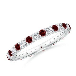2mm Labgrown Lab-Grown Shared Prong Ruby and Diamond Eternity Band in 60 9K White Gold