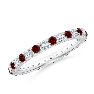 2mm Labgrown Lab-Grown Shared Prong Ruby and Diamond Eternity Band in 65 P950 Platinum