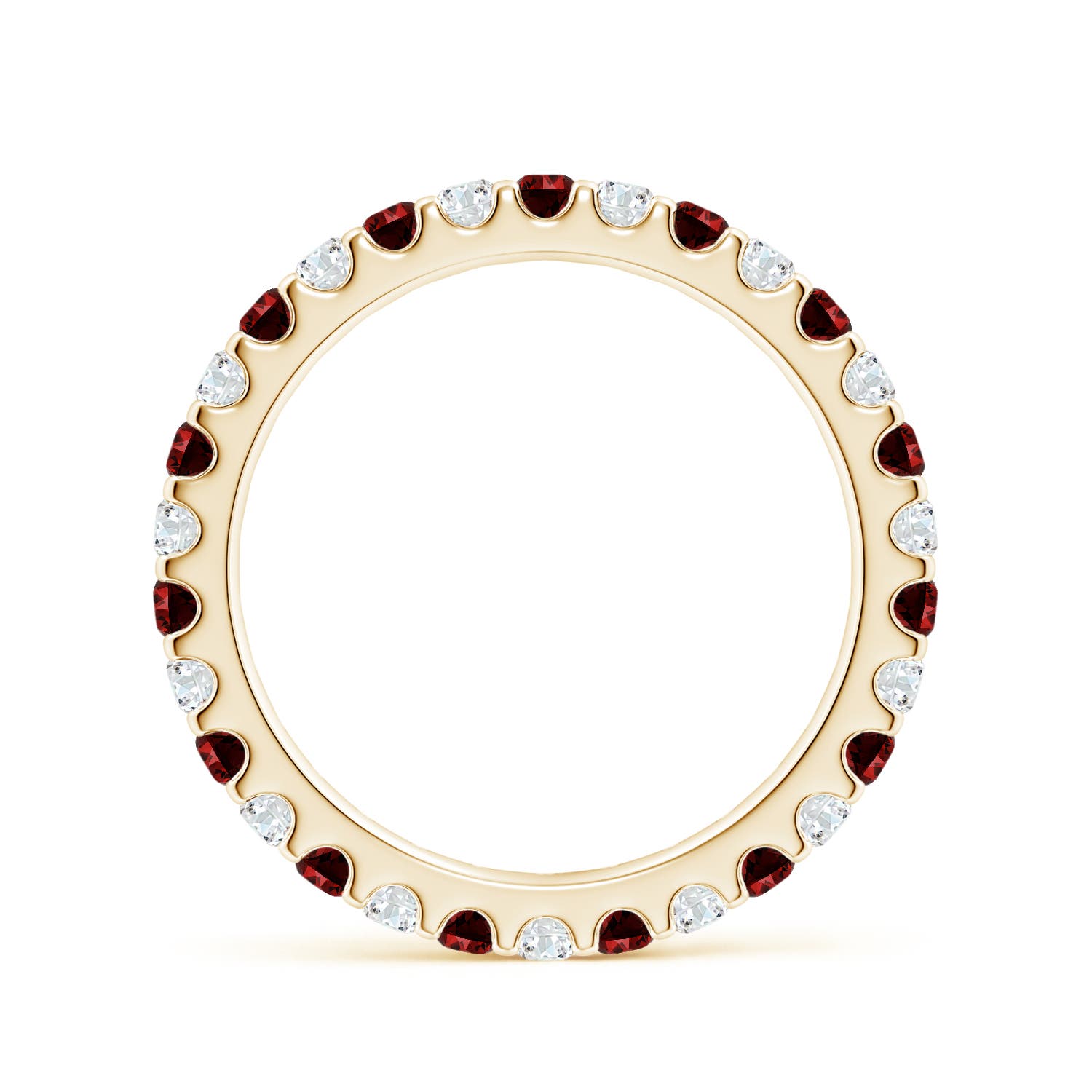 2mm Labgrown Lab-Grown Shared Prong Ruby and Diamond Eternity Band in 70 Yellow Gold - side 3