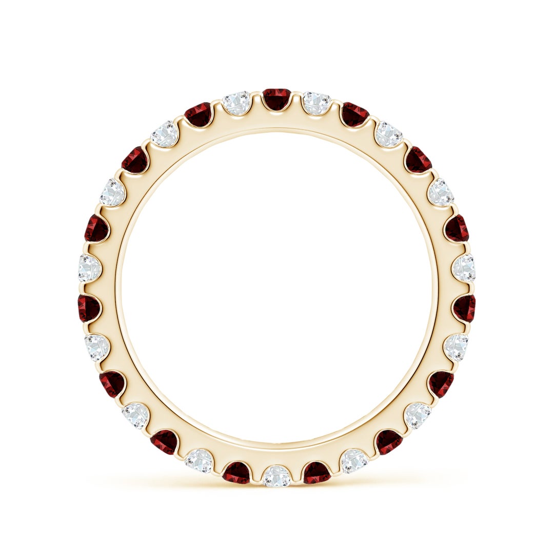 2mm Labgrown Lab-Grown Shared Prong Ruby and Diamond Eternity Band in 70 Yellow Gold - side 3