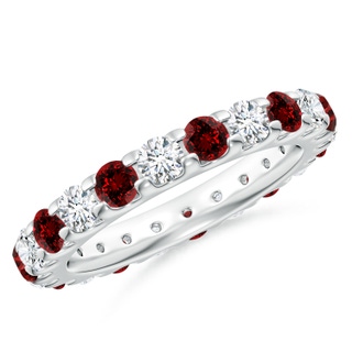 3.3mm Labgrown Lab-Grown Shared Prong Ruby and Diamond Eternity Band in 60 P950 Platinum