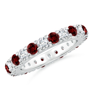3mm Labgrown Lab-Grown Shared Prong Ruby and Diamond Eternity Band in 60 P950 Platinum