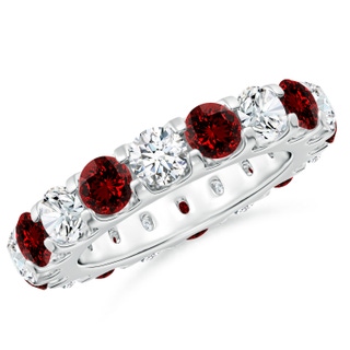 4mm Labgrown Lab-Grown Shared Prong Ruby and Diamond Eternity Band in 75 P950 Platinum