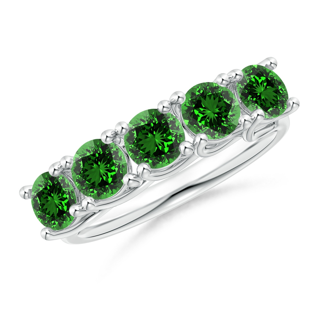 4.5mm Labgrown Lab-Grown Half Eternity Five Stone Emerald Wedding Band in P950 Platinum