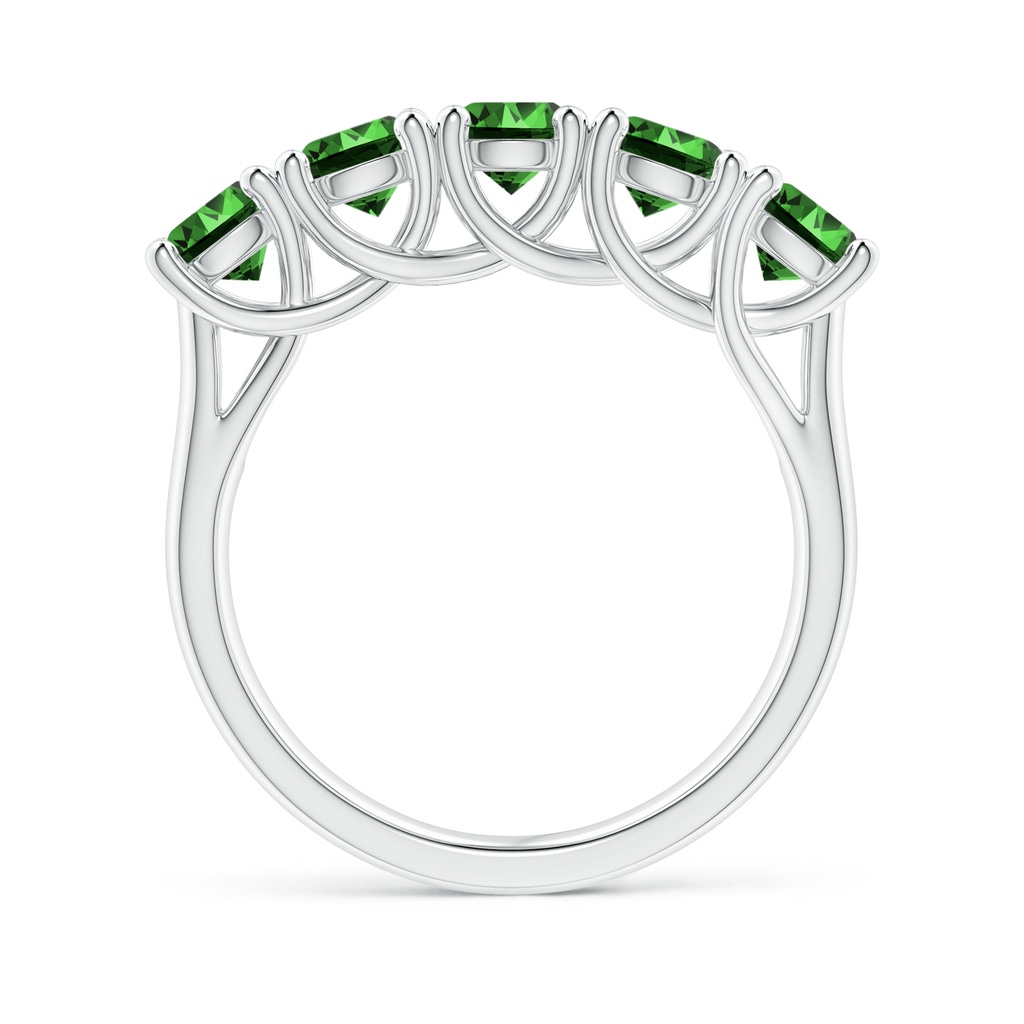 4.5mm Labgrown Lab-Grown Half Eternity Five Stone Emerald Wedding Band in P950 Platinum - side 199