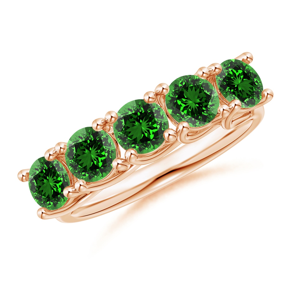 4.5mm Labgrown Lab-Grown Half Eternity Five Stone Emerald Wedding Band in Rose Gold