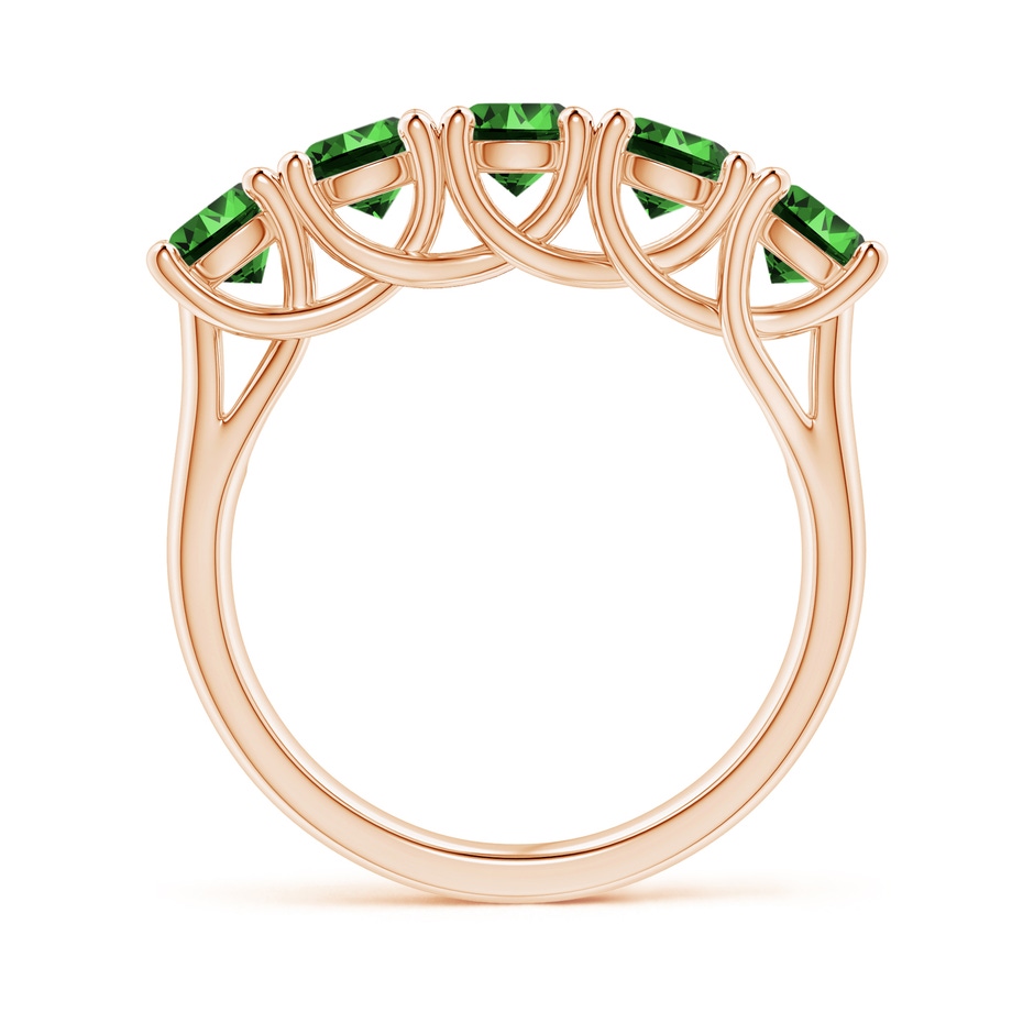 4.5mm Labgrown Lab-Grown Half Eternity Five Stone Emerald Wedding Band in Rose Gold side 199
