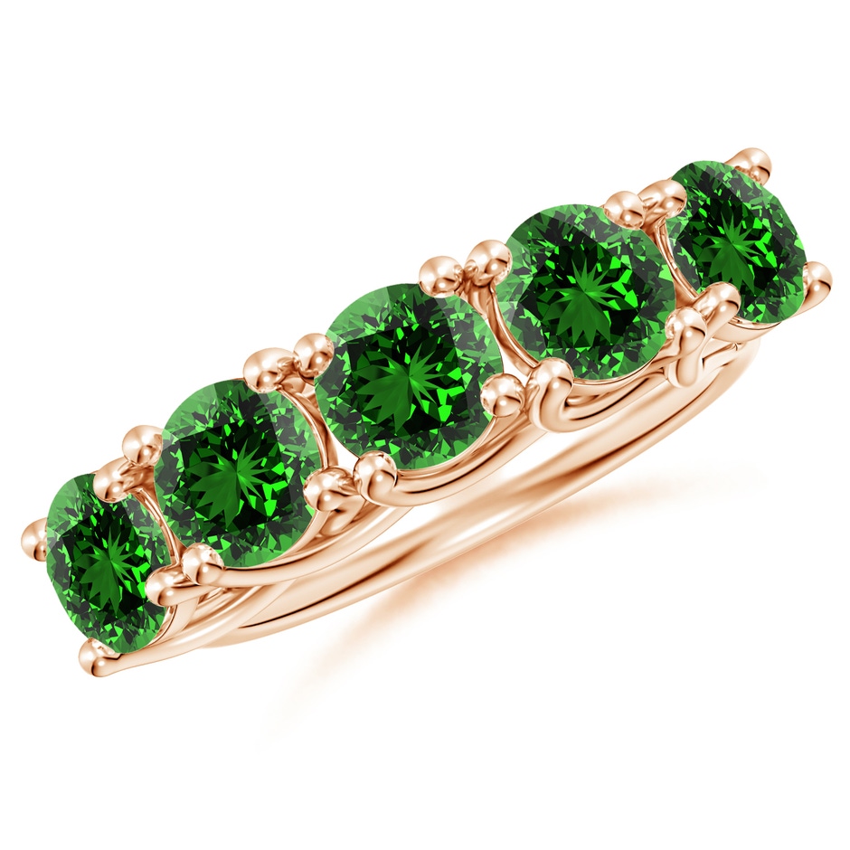 5.5mm Labgrown Lab-Grown Half Eternity Five Stone Emerald Wedding Band in Rose Gold 