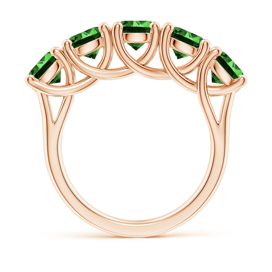 5.5mm Labgrown Lab-Grown Half Eternity Five Stone Emerald Wedding Band in Rose Gold side 199