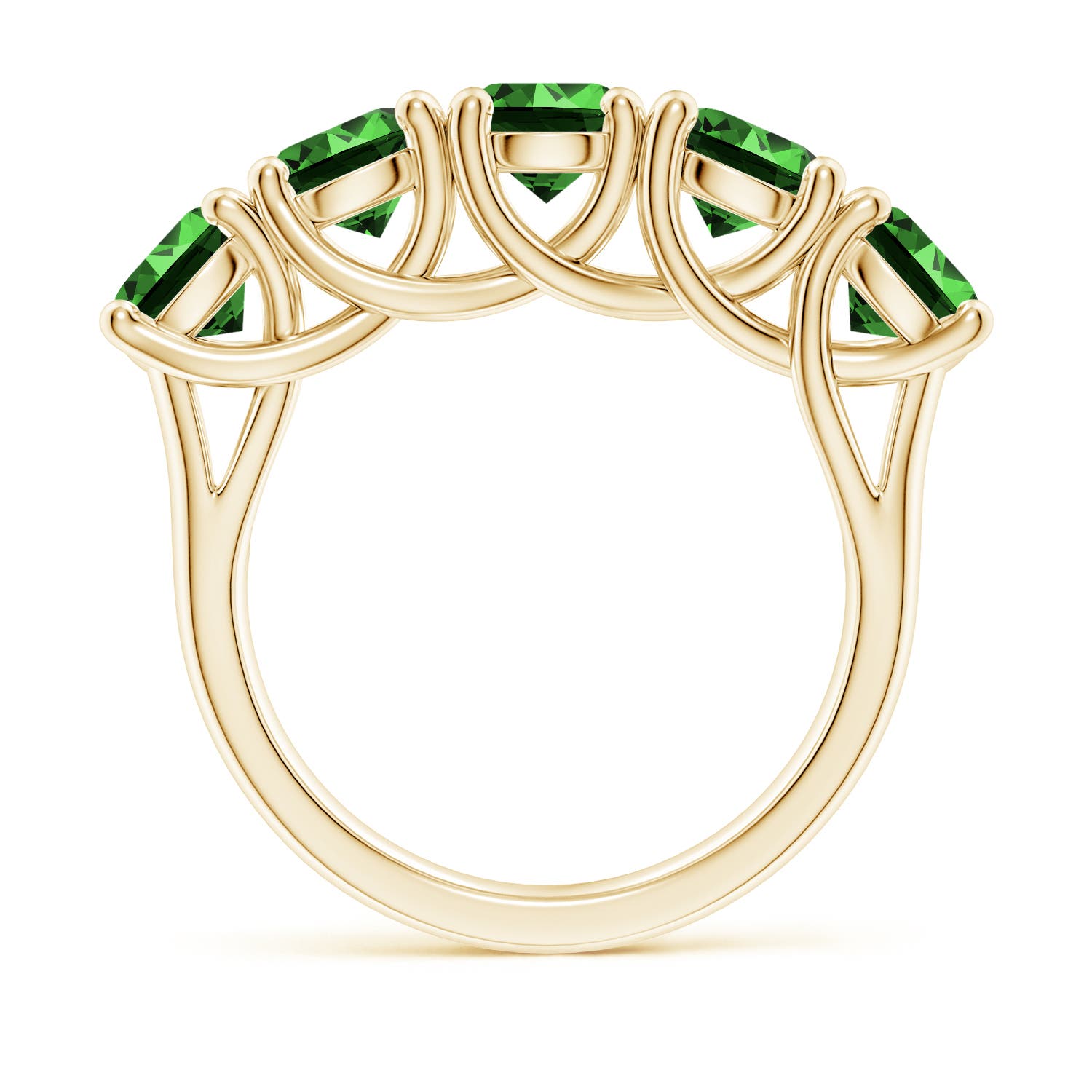 5.5mm Labgrown Lab-Grown Half Eternity Five Stone Emerald Wedding Band in Yellow Gold