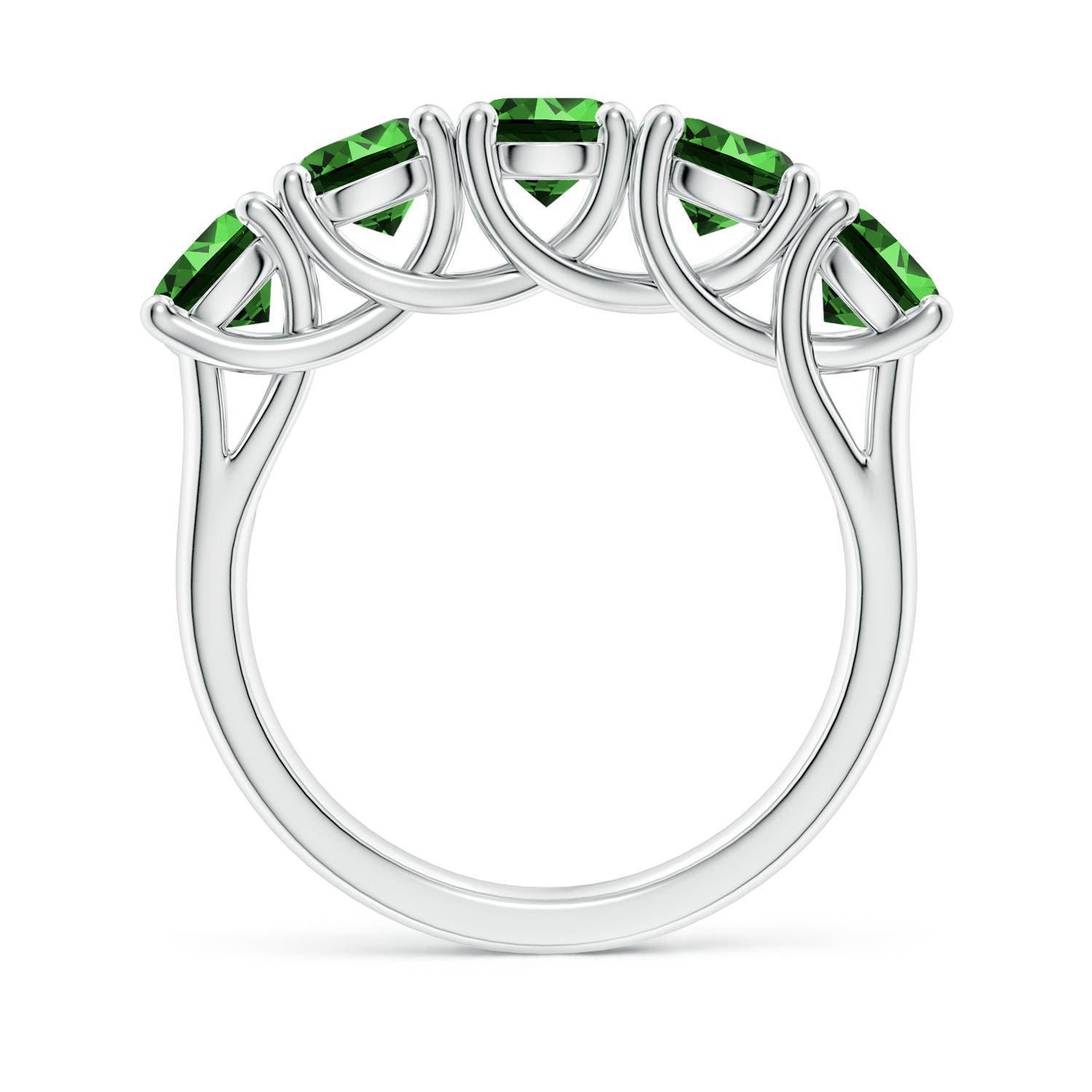 5mm Labgrown Lab-Grown Half Eternity Five Stone Emerald Wedding Band in White Gold