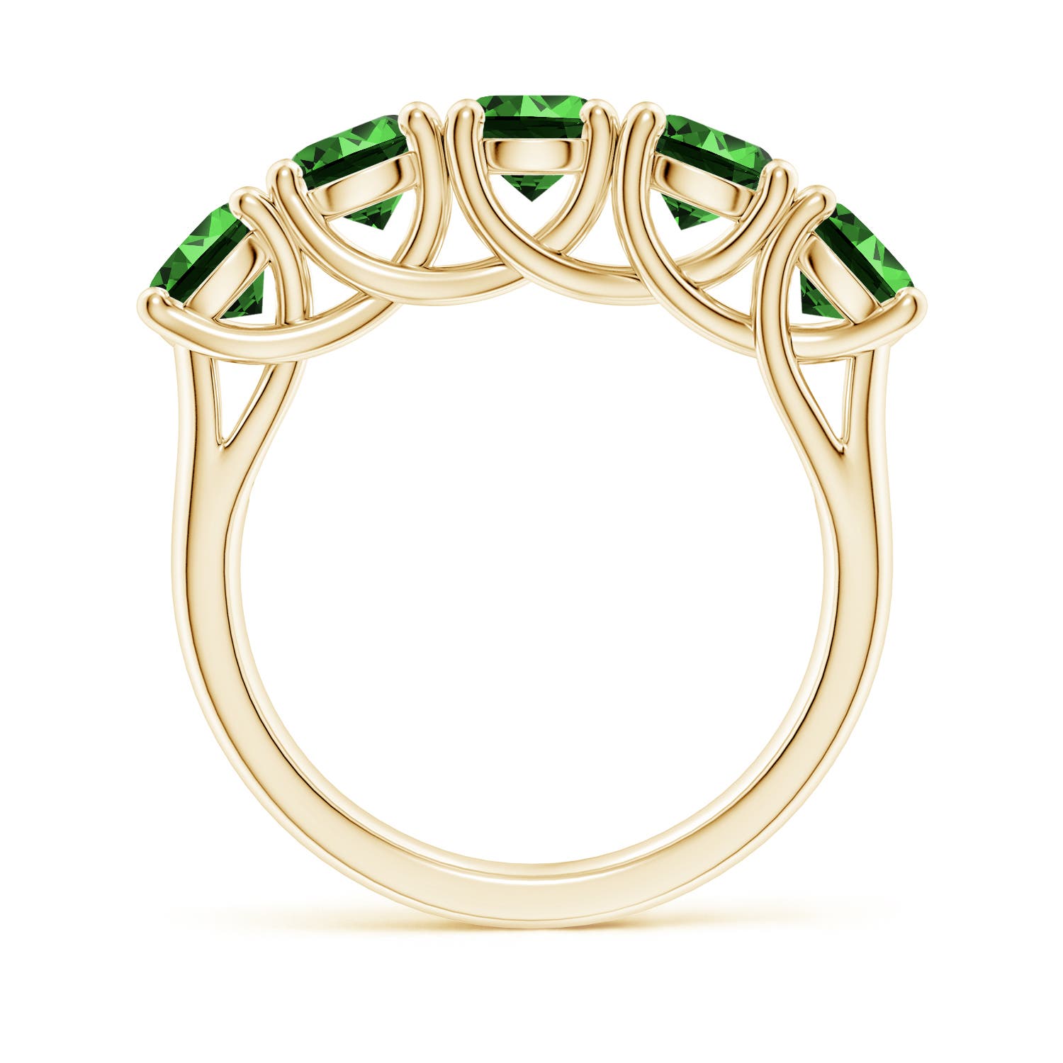 5mm Labgrown Lab-Grown Half Eternity Five Stone Emerald Wedding Band in Yellow Gold