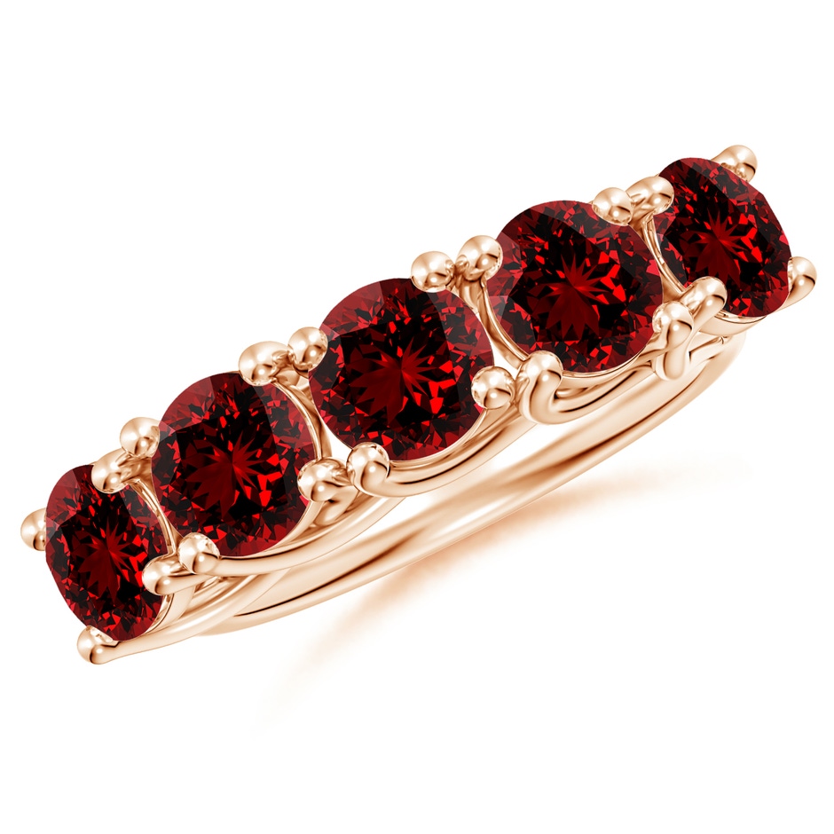 5.5mm Labgrown Lab-Grown Half Eternity Five Stone Ruby Wedding Band in Rose Gold 