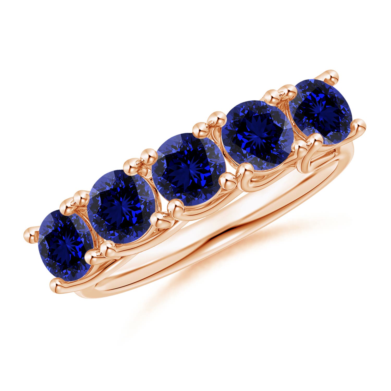 Premium - Lab-Grown Blue Sapphire / 2.3 CT / 14 KT Rose Gold