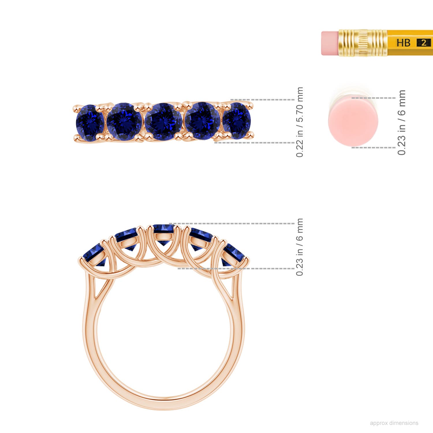 Premium - Lab-Grown Blue Sapphire / 2.3 CT / 14 KT Rose Gold