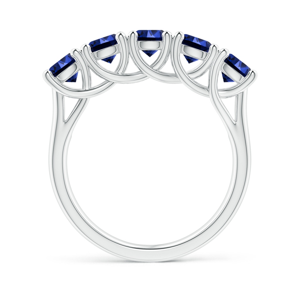 4.5mm Labgrown Lab-Grown Half Eternity Five Stone Blue Sapphire Wedding Band in White Gold Side 199