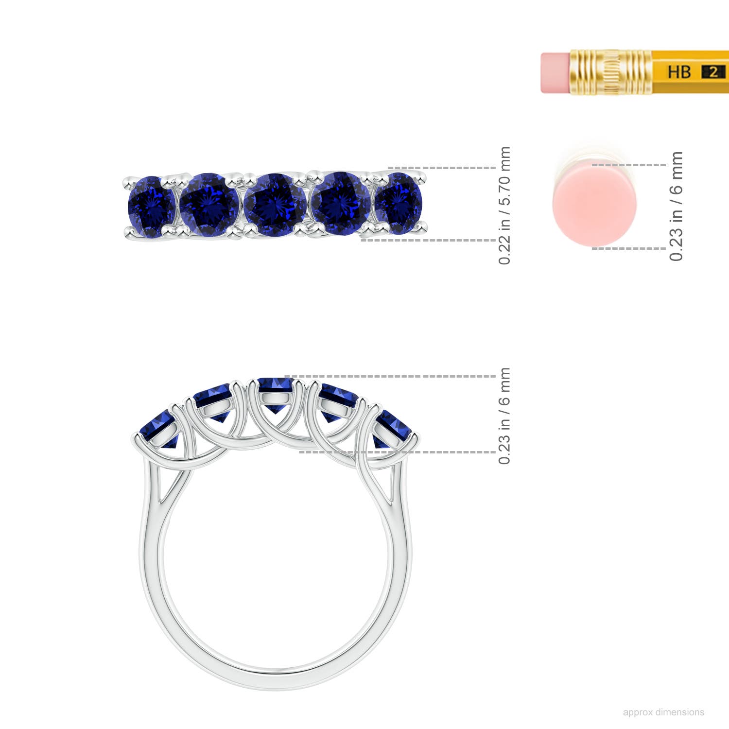 Premium - Lab-Grown Blue Sapphire / 2.3 CT / 14 KT White Gold