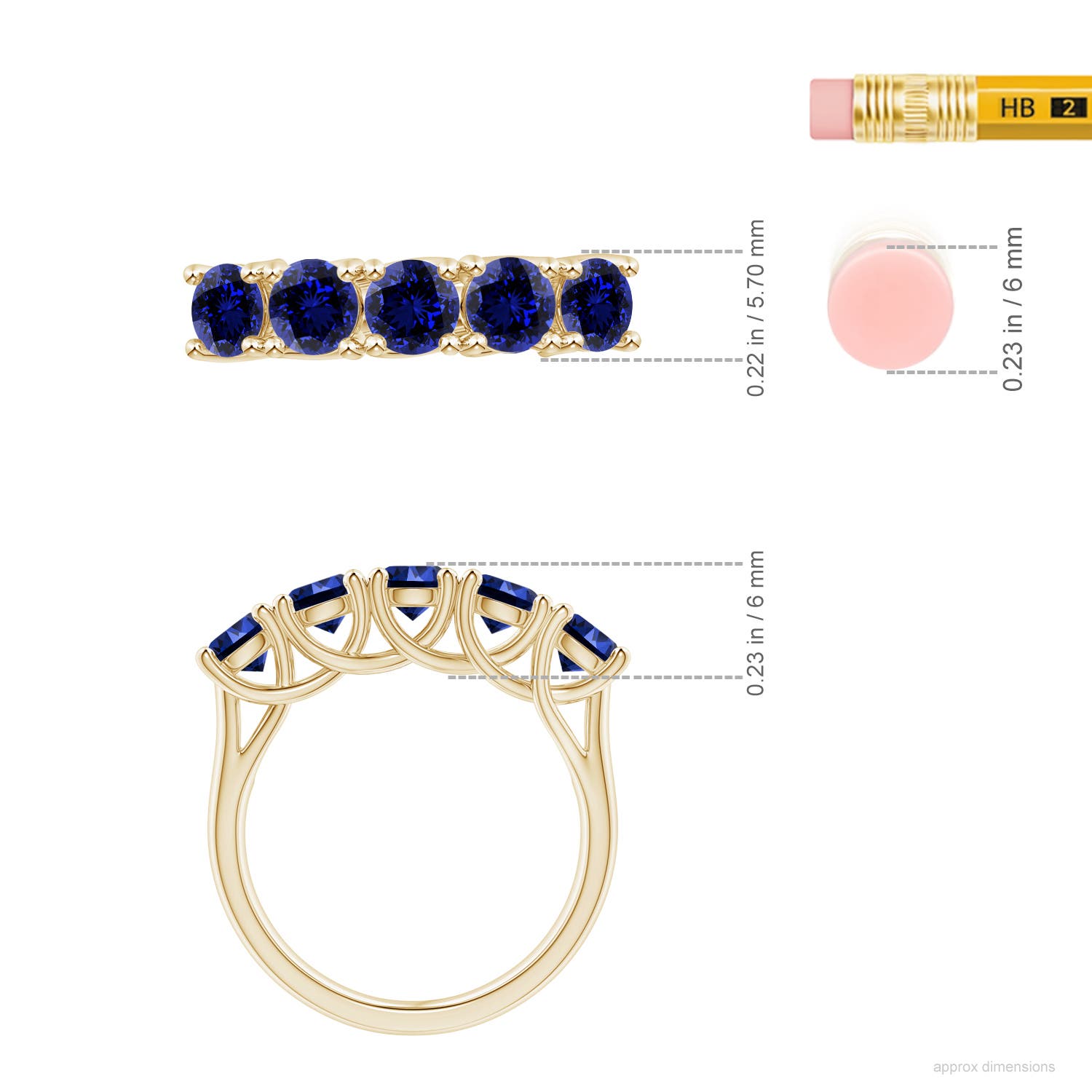 Premium - Lab-Grown Blue Sapphire / 2.3 CT / 14 KT Yellow Gold