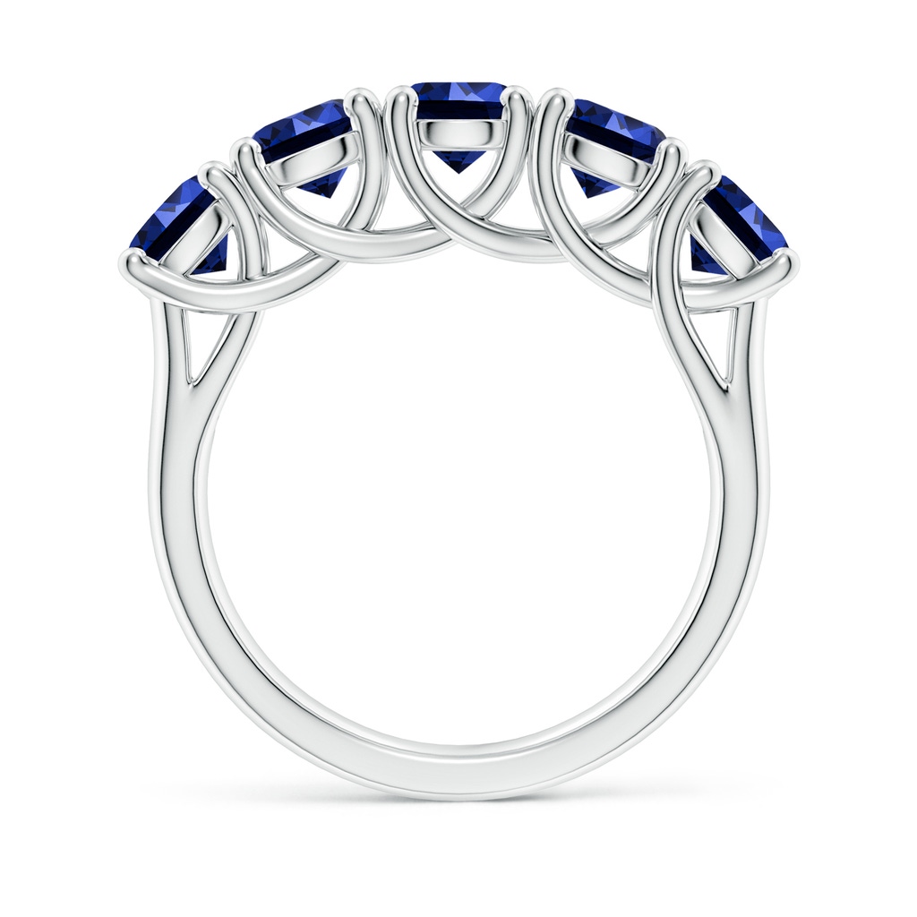 5mm Labgrown Lab-Grown Half Eternity Five Stone Blue Sapphire Wedding Band in White Gold Side 199