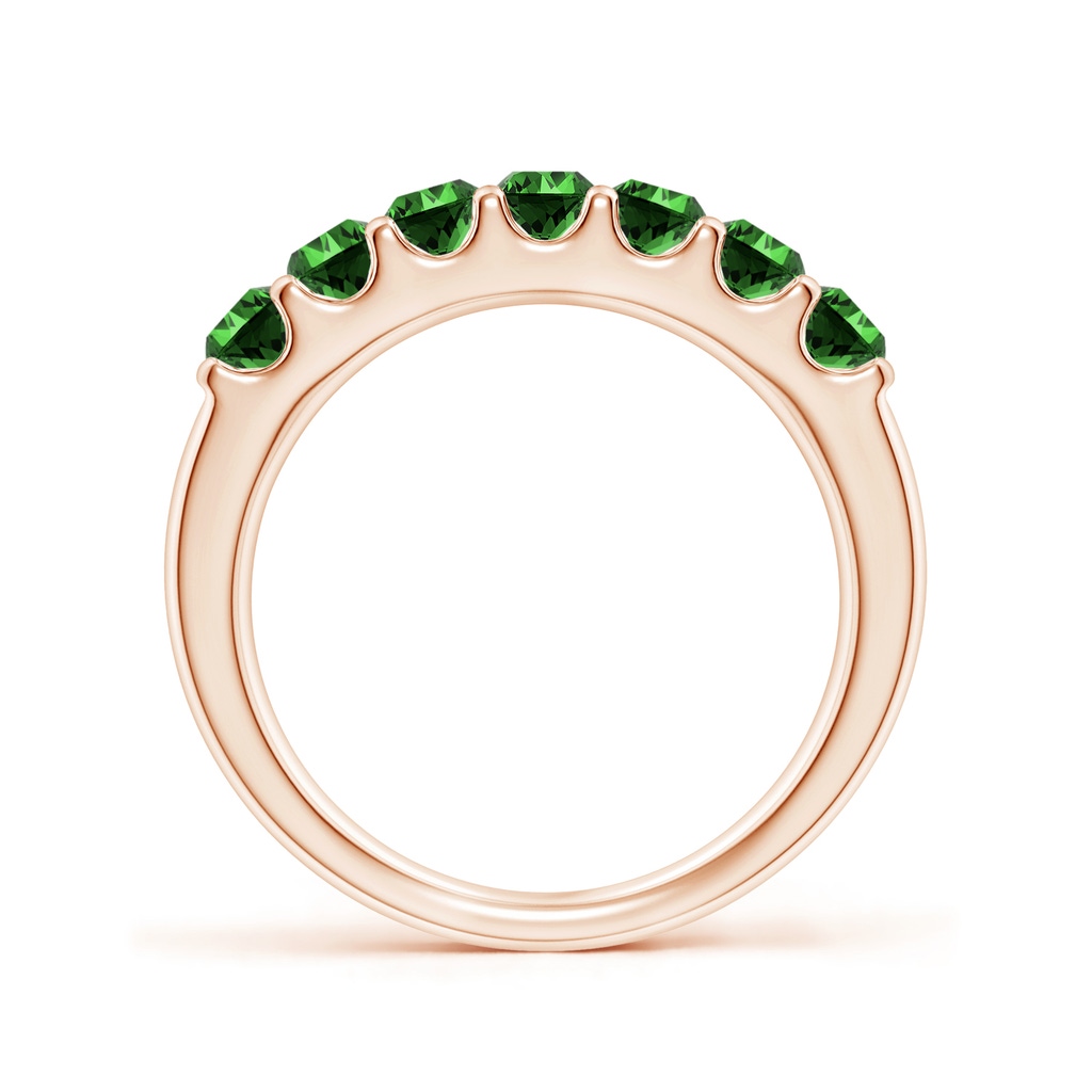 3.1mm Labgrown Lab-Grown Shared Prong Set Half Eternity Emerald Wedding Band in Rose Gold - side 199