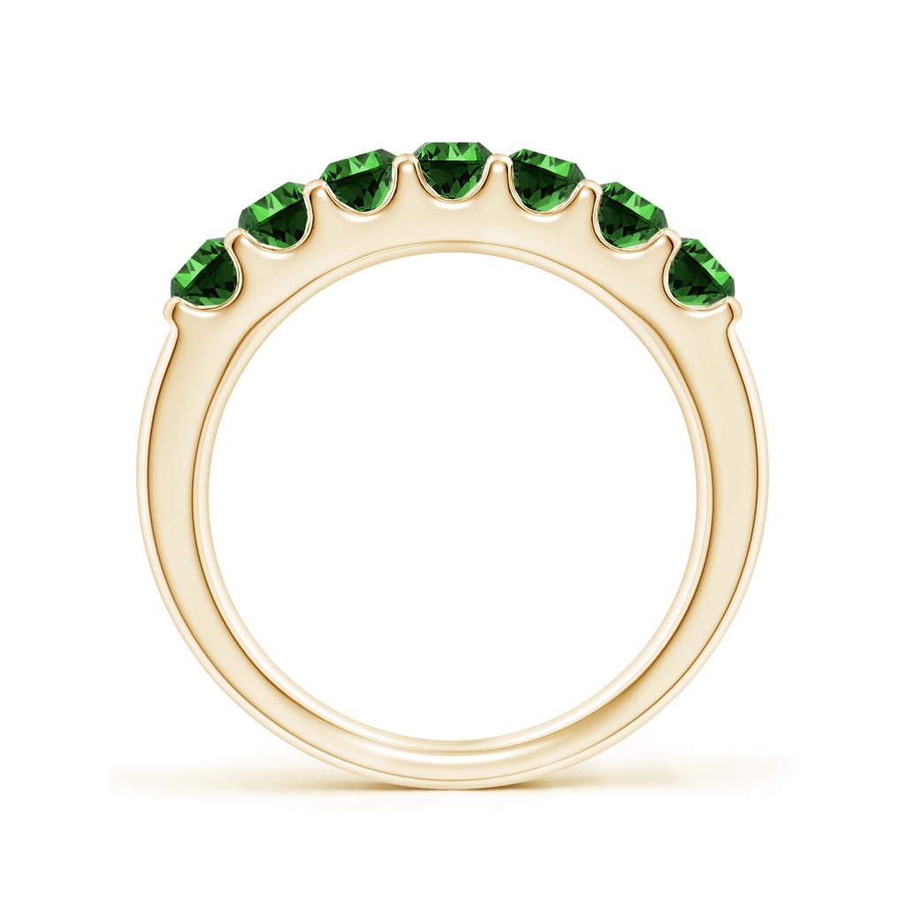 3.1mm Labgrown Lab-Grown Shared Prong Set Half Eternity Emerald Wedding Band in Yellow Gold - side 199