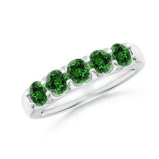 4.2mm Labgrown Lab-Grown Shared Prong Set Half Eternity Emerald Wedding Band in P950 Platinum