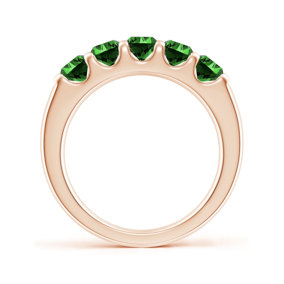 4.2mm Labgrown Lab-Grown Shared Prong Set Half Eternity Emerald Wedding Band in Rose Gold side 199