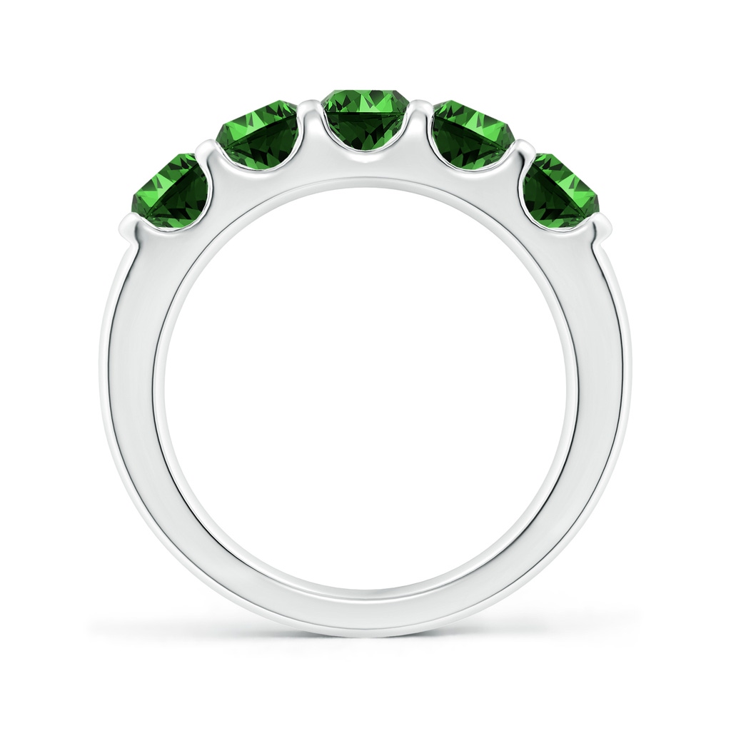 4.5mm Labgrown Lab-Grown Shared Prong Set Half Eternity Emerald Wedding Band in P950 Platinum - side 199