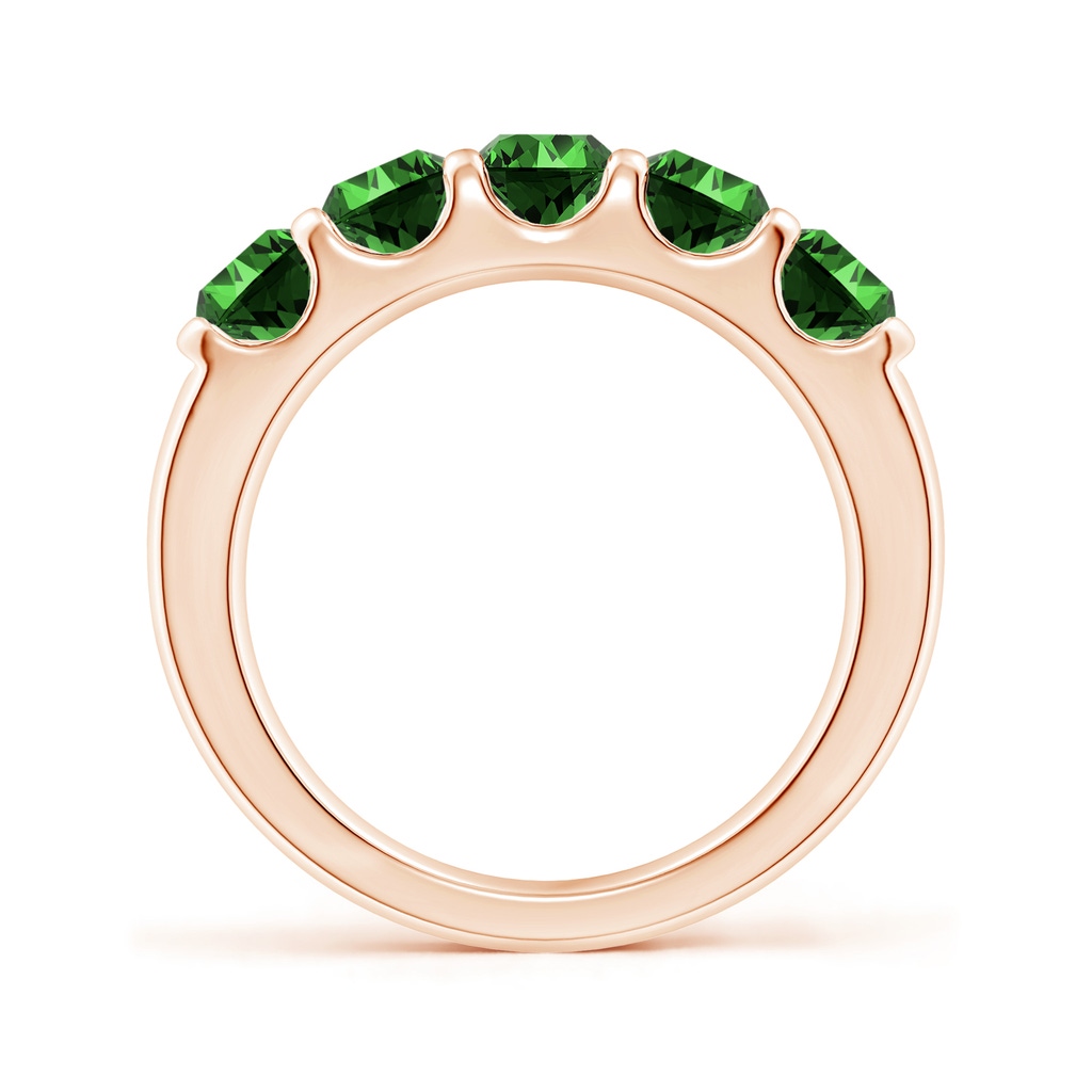 4.5mm Labgrown Lab-Grown Shared Prong Set Half Eternity Emerald Wedding Band in Rose Gold - side 199