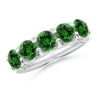 5.5mm Labgrown Lab-Grown Shared Prong Set Half Eternity Emerald Wedding Band in P950 Platinum