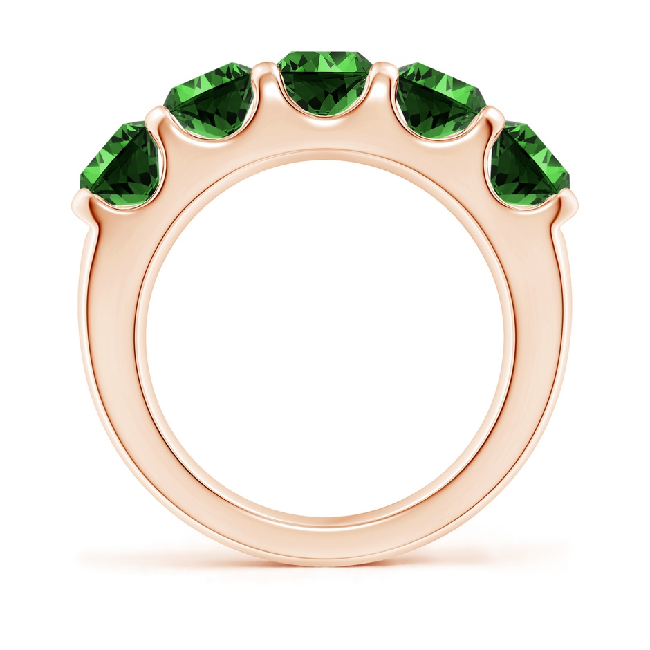 5.5mm Labgrown Lab-Grown Shared Prong Set Half Eternity Emerald Wedding Band in Rose Gold side 199