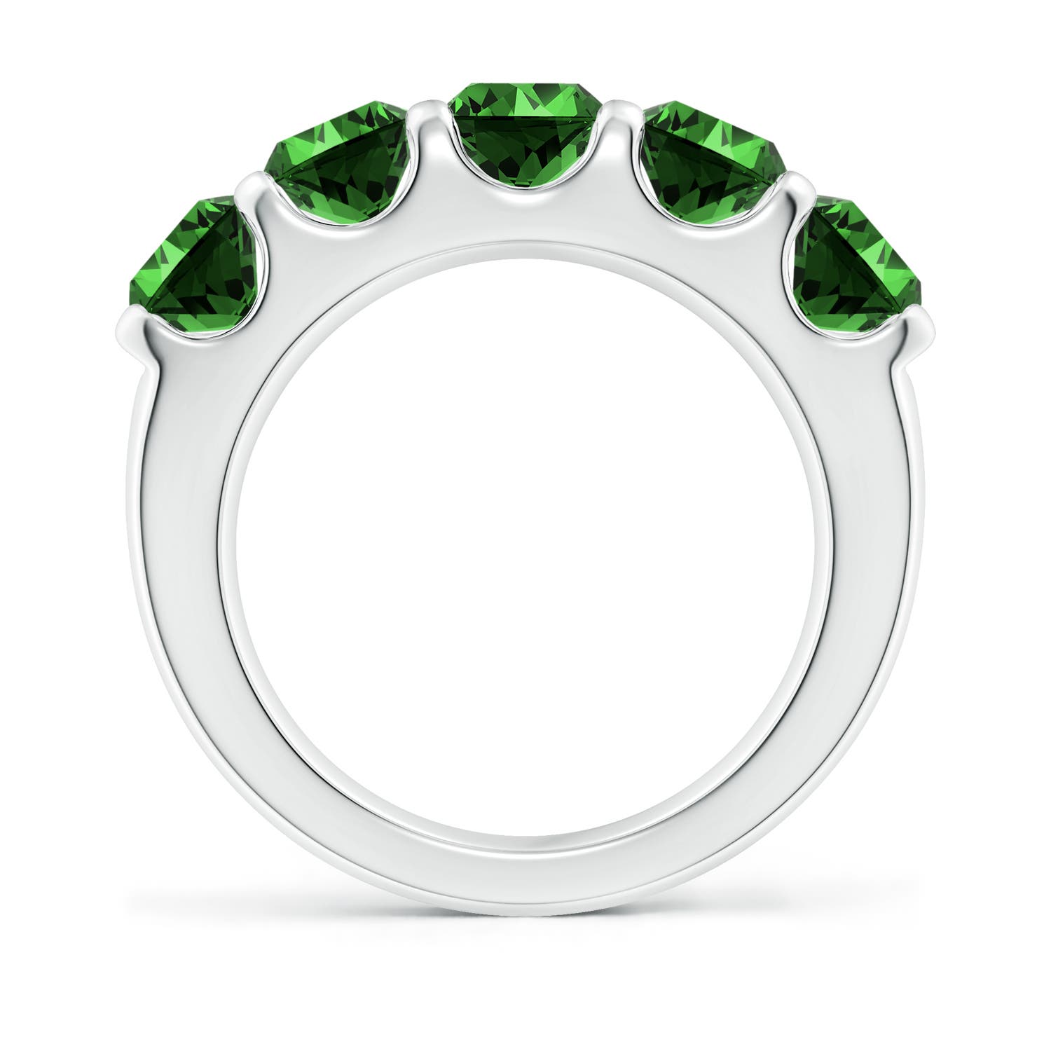 5.5mm Labgrown Lab-Grown Shared Prong Set Half Eternity Emerald Wedding Band in White Gold