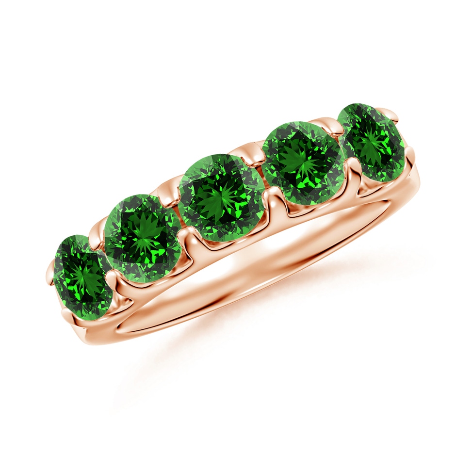 5mm Labgrown Lab-Grown Shared Prong Set Half Eternity Emerald Wedding Band in Rose Gold 
