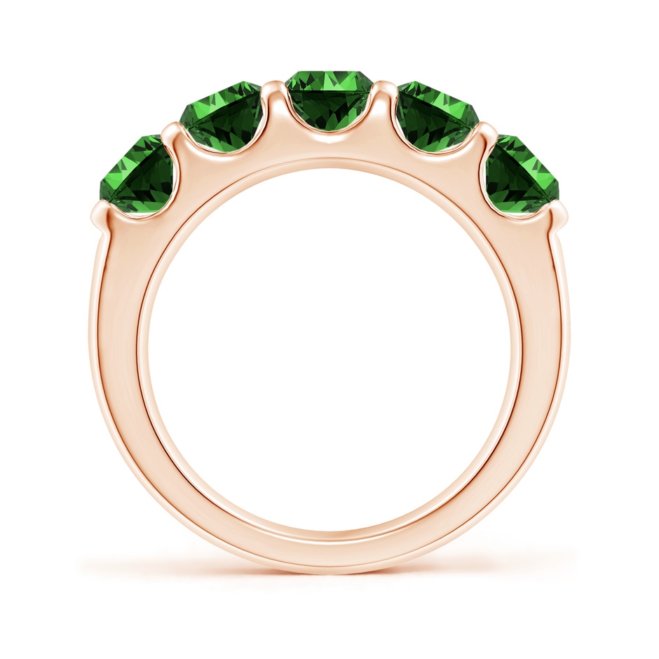 5mm Labgrown Lab-Grown Shared Prong Set Half Eternity Emerald Wedding Band in Rose Gold side 199