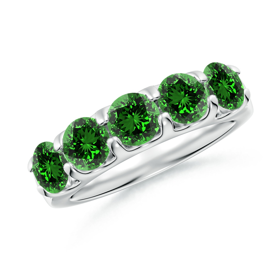 5mm Labgrown Lab-Grown Shared Prong Set Half Eternity Emerald Wedding Band in White Gold 