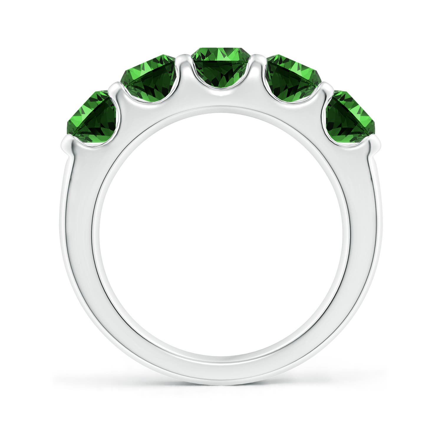 5mm Labgrown Lab-Grown Shared Prong Set Half Eternity Emerald Wedding Band in White Gold